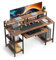 CAIYUN 47 Computer Desk with Keyboard Tray, Home Office Desk with Monitor Stand, Study Writing Table, Work Desk, Rustic Brown