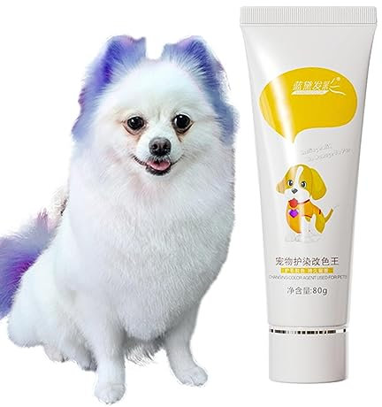 Fouhaly Tinte para Mascotas - Tinte para Perros 80g para la Coloración del Cachorros - Tinte Pelo para Mascotas con Aroma a Frutas Larga duración para Gatitos y Mascotas