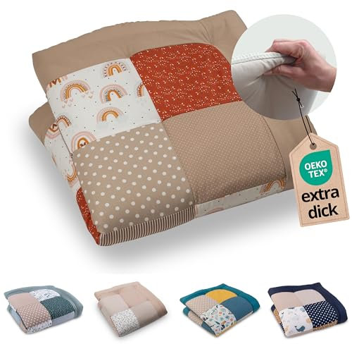 ULLENBOOM Tappeto Gioco Neonato 100x100 cm, 100% Materiali OEKO-TEX, Made in UE - Ideale come Coperta per Bambini e Tappeto Gioco Bambini - Arcobaleno
