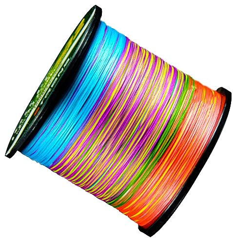 Geflochtene Angelschnur-12fach Abriebfeste Null-Dehnung Ultra Empfindliche Max Casting Angeln Fishing Line Dünner Durchmesser, 109/547/1093yds, 27-178lb,Rainbow-47LB 0.26mm 547YD/500m