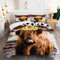 AILONEN Highland-Kuh-Bettwäsche-Set, Queen-Size-Größe, Stier Rinder Yak bedrucktes Bettwäsche-Set, Azteken-Boho-Bett in einer Tasche, Rindsleder-Muster, Bettdecken-Sets 3-teilig, 1 Steppdecke und 2