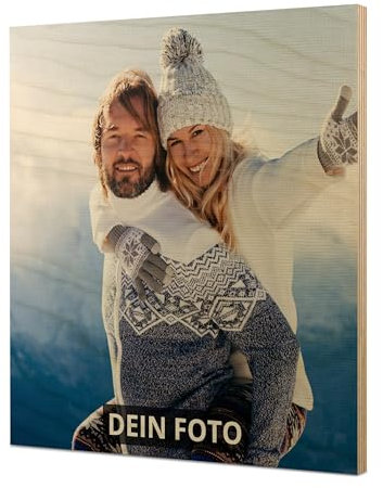 PhotoFancy® – Personalisiertes Holz Wandbild mit eigenem Foto selbst gestalten - Foto auf Holz drucken lassen - Hochformat - Birken-Schichtholz 10mm - DIN A0 bis DIN A6