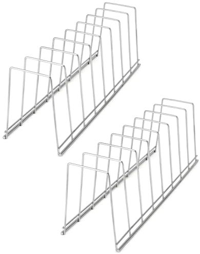 QWORK® 2 piezas de soporte para tapa de olla, escurridor de platos, soporte para tabla de cortar, acero inoxidable, estante organizador de cocina para platos, tapa de olla, sartenes, tabla de cortar