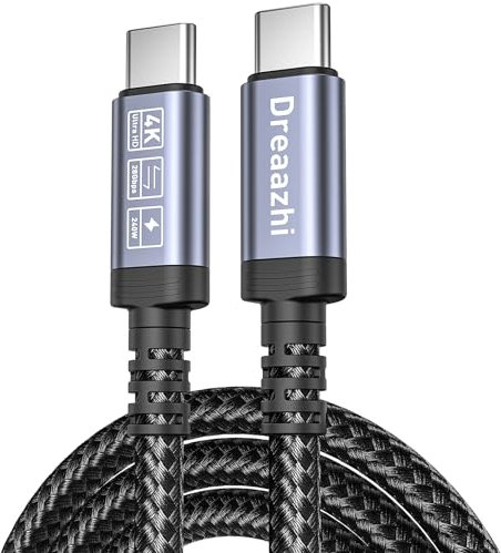 Dreaazhi USB C to USB C Cable 1M,240W/20Gbps USB 3.2 Gen2 x 2 Data Cable, 4K@60HZ Video Transmission Video transmission for laptop, mobile phone, Steam Deck, tablet, SSD, monitor etc.