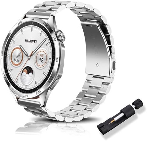 RoYiio Uhrarmband für Huawei Watch GT 5 46mm /GT 5 Pro 46mm /Ultimate Armband 22mm Schön Poliert Metall Edelstahl Uhren-armband für OnePlus Watch 3 Pro /3 /2R /2 - Silber