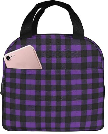 FJAUOQ Lonchera térmica a rayas moradas, lonchera térmica congelable, impermeable, lonchera Bento para mujeres y hombres, bolsa de almuerzo para picnic, oficina, playa