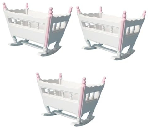 ifundom 3 Wiegenmodell Minispielzeug Für Kinder Mini- Zubehör Für Kinderspielhäuser Kleinkindspielzeug Kinderspielzeug Mini-möbel Kindermöbel Mini-zubehör Spielzeuge Bambus Baby