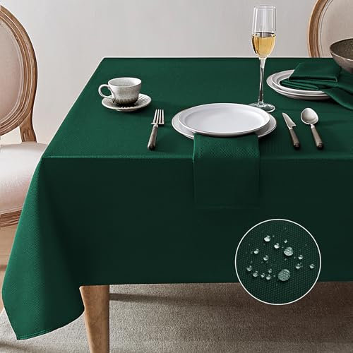 Softalker Tischdecke Grün Weihnachten 140x100 cm Abwaschbare Tischdecke Jacquard Geometrischem Tischtuch Rechteckig Table Cloth Weihnachtsdeko für Outdoor Gartentisch Wohnzimmertisch Couchtisch