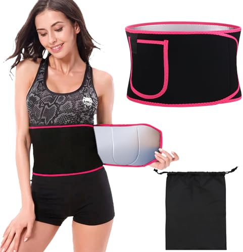 SPOKKI Bauchweggürtel für Damen, Schlankheitsgürtel mit schwarzer Hülle, verstellbar, Bauchweggürtel für Damen mit Tasche, Schlankheitsgürtel für Damen und Herren