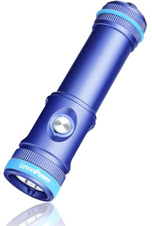 LetonPower Tynny-13se taucherlampe Dive Light 2200 Lumen tauchlampe, 6 Modi taucherlampe unterwasser, Schnorcheln Licht mit Akku und Typ-C-Ladung für Tauchen Taschenlampe (Blau)