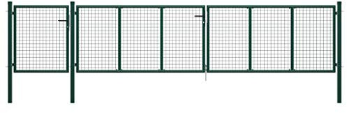 ZEYUAN Gartentor, Gartentür, Gartentüren, Gartenzaun Tür, Zauntür, Zauntor, Flügeltore, Garten Türe, Stahl 500×75 cm Grün