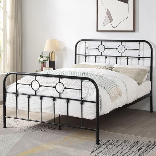 SlumberWorx WARE METAL VICTORIAN INDUSTRIAL BED FRAME - DOUBLE/KING SIZE (Black, King (U.K. Standard))