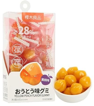 Peel fruit fudge,7 kinds of fruit flavored gummies,Mango yellow peach fruit candy,healthy nutritious dessert,sweet candy,delicious Chinese snack gift,Fruit & Chewy (Yellow peach,1box)