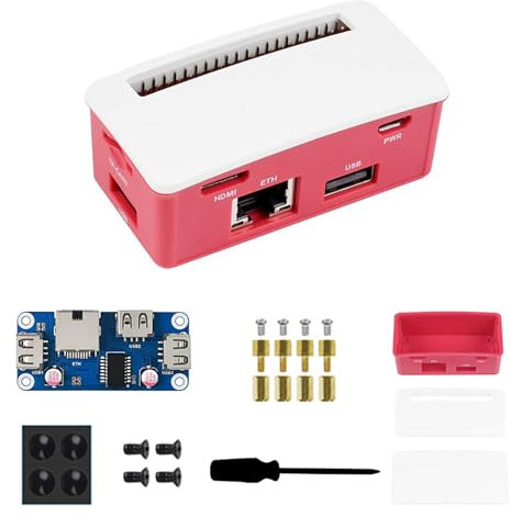 Ethernet/USB HUB HAT B with Box ABS Case for Raspberry Pi Zero/Zero W/2 W/Zero WH/2 WH PC with 1 RJ45 10/100M Ethernet Port 3 USB 2.0 Ports Two Different Lids