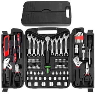 Werkzeugkoffer gefüllt 95-tlg Werkzeug Set, Steckschlüsselsatz Werkzeugset in Stabilem Kunststoffkoffer, Werkzeugsatz für Haushalt|Auto|DIY Reparatur und Wartung, für Haushalt, Garage & Werkstatt