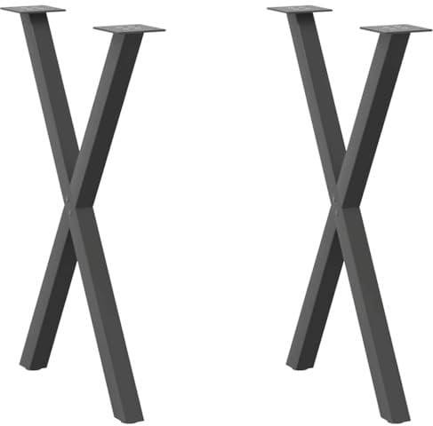 vidaXL Pieds de Table à Manger en Forme de X, 2 pièces, Anthracite, 57 x (72-73) cm, Acier