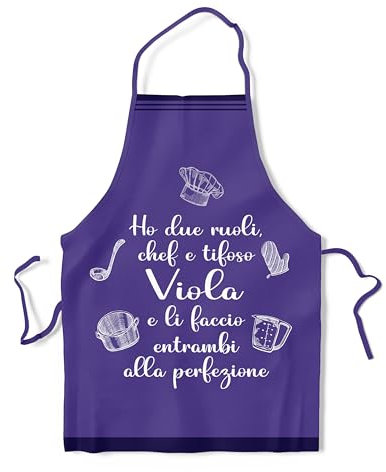 KAÏDENSÏ Idea Regalo Tifoso Calcio Originale - Grembiule da Cucina Divertente Chef Viola - Gadget Divertenti per Tifosi - Idee Regali Divertenti Originali