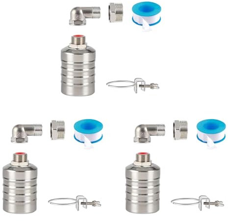 Umsoxhy 3X Schwimmerventil, 1/2 Bis 3/4 Wasserschwimmerventil, 304 Edelstahl Vollautomatisches Schwimmerventil Zur Wasserstandsregelung
