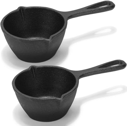 Honeydak 2 Pcs 0.4 quart Cast Iron Furnaces Pre-Seasoned Heavy cast iron roasting pans, small cast iron skillets Cast iron pans for grilling smoking and barbecue accessories for grilling and ovens
