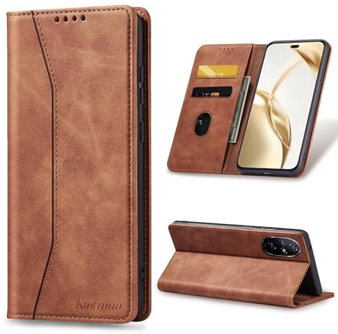 KIOTROUO Cover per Honor 200 Pro 5G Custodia Portafoglio, Flip Libro [Slot Schede] Premium Pelle PU Wallet Case con Porta Carte Slot, Magnetica, Funzione Supporto Case per Honor200 Pro, Marrone