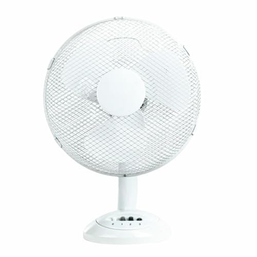 12 Plastic Desk Fan - Powerful Airflow, 3-Speed Control, Adjustable Tilt Head, Energy Efficient Cooling Solution