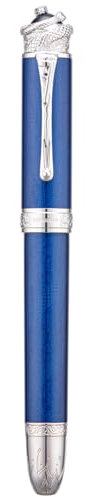 Hongdian N25 Piston Fountain Pen, Extra Fine Nib Snake Stereoscopic Carving Design with Metal Case Set (Ocean Blue)