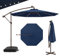 GOPLUS Parasol de Jardin Extérieur avec Pied, Parasol Déporté 3x3M Inclinable, avec 8 Baleines 40 Lampes Solaires, Grand Parasol pour Terrasse Plage Cour (Bleu)