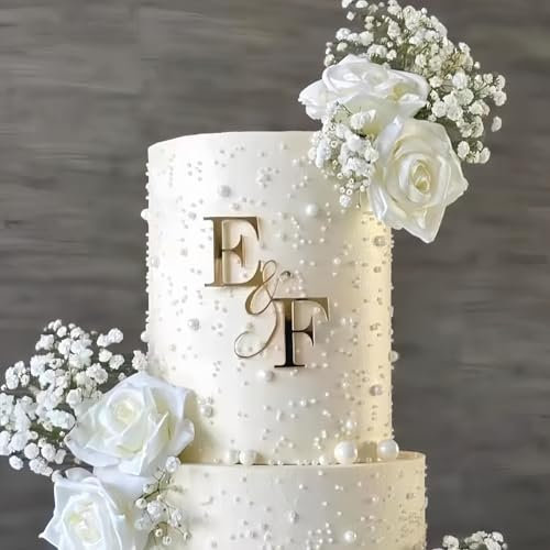 Personalised Name Initials Cake Toppers, Multicolour Mirror Acrylic Wedding Cake Decor, Custom Name Letters Cake Decoration Anniversary Birthday, Diy Sign