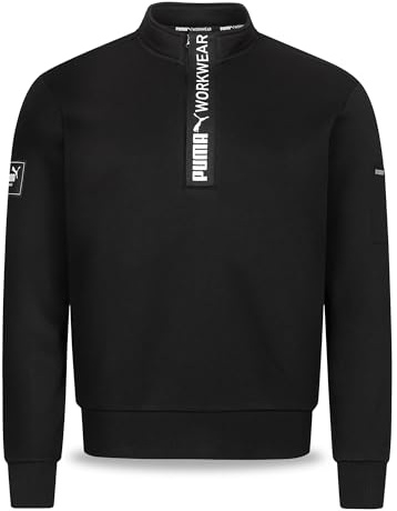 PUMA Workwear Advanced Kollektion - Sweatshirt Herren Pullover mit Reißverschluss - Utility Fach an der Schulter - Robustes und atmungsaktives Gewebe - Für Handwerk und Logistik - Schwarz - XL