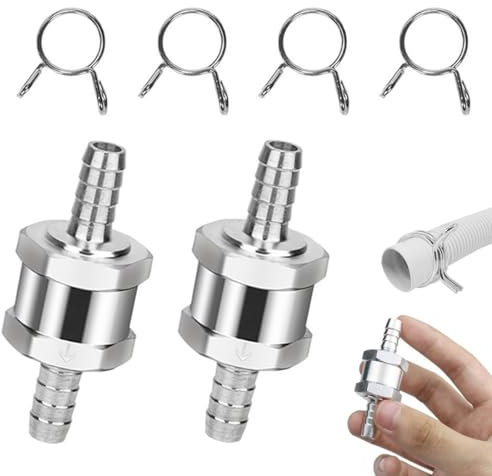 2 pcs válvulas de retención de combustible, 8 mm valvula antiretorno gasoil, válvula de retención de aluminio, para aceite y agua, gasolina, diésel, automóvil, barco, motocicleta