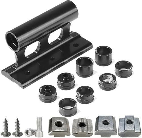 Supporto per forcella della bicicletta, 20 x 110 mm, in lega di alluminio, con 8 adattatori e dadi a T e bulloni per auto, camion, camper, barche (nero)