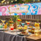 Gender Reveal Party Banner, Rosa und Blau, 200 x 45 cm, Glitzer-Design mit Schleifen und Schmetterlingen