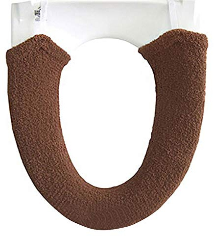 JINGYAN Toilet Seat Covers Toilet Seat Cushion General Button Type Household Acrylic Thickened Toilet Cover Brown, Dark Green Stretchable(Brown)