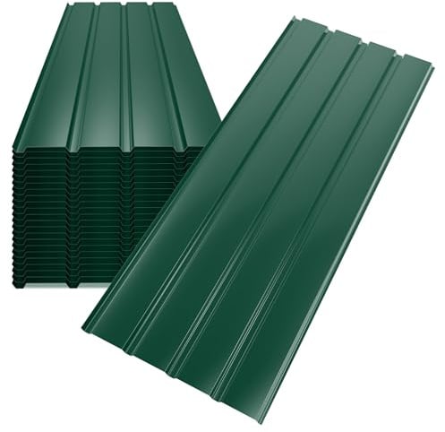 Mondeer Trapezbleche, 24 Stück Wellblechplatten für dach, 115 x 45 cm, 12m², Geeignet für Carportdächer und Gewächshäuser,Wetterfest, 0,3 mm dick, einfach zu montieren, Grün.