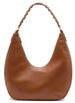 Liu Jo Hobo Handtasche aus Kunstleder, Braun Cognac, mit geflochtenem Kettenriemen, lässiger Stil