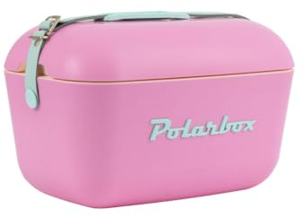 Kreher® Kühlbox Passive Kühlbox Kühltaschen Polar in Retro Vintage Design aus Kunststoff mit polystyrol (Airpop) thermische Isolierung (Candy Pink, 12 L)