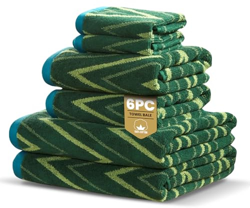 Rapport Home Helix 6-Piece Towel Bale | Luxurious 100% Cotton 500GSM Set for Soft Absorbent Comfort, Quick-Dry Use and Elegant Bathroom Style | Bale Moss Green
