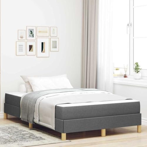 QJBSAVVA Boxspringbett 120x200 cm dunkelgrau/braun mit Taschenfederkernmatratze Holzrahmen Modernes Design Robust & Langlebig für Schlafzimmer Gästezimmer Jugendzimmer