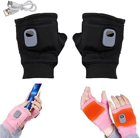 Guantes Calefactables USB Mujer 2026 - Recargables sin Dedos con Control Térmico Inteligente, Ideales para Exteriores, Ciclismo y Nieve