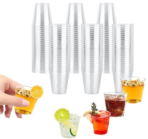 Behiruch 200 PCS Verre Shooter Plastique,30ml Verres à Liqueur Verre a Shot | Réutilisables Verres à Liqueur, Transparent Verrines en Plastique, Pour Dégustations, Fêtes, Mariages