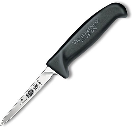 Victorinox Fibrox Geflügelmesser, kleiner Griff, 8 cm Klingenlänge, Rostfreier Stahl, Swiss Made, schwarz