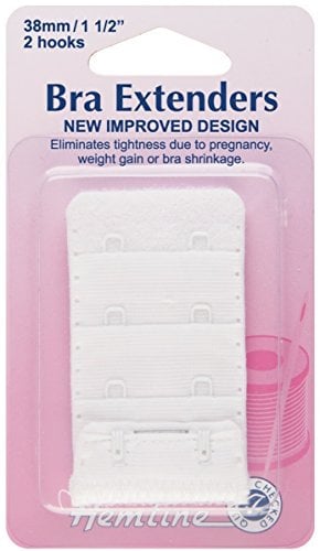 Hemline Bra Extender – 38mm White 4 rows 2 Hook Adjustable, Comfortable Solution for Pregnancy, Weight Gain, or Bra Shrinkage Easy to Attach, Relieves Tightness.