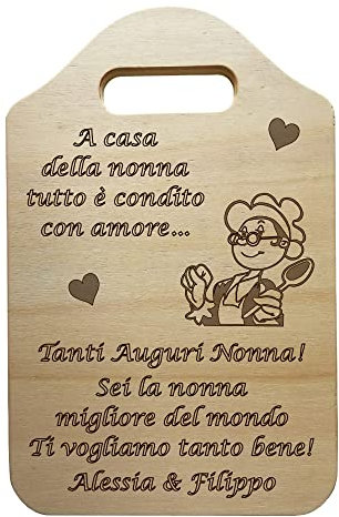 TAGLIERE decorativo in legno grande 30x20x1 cm in LEGNO personalizzabile IDEA regalo per Festa Dei Nonni