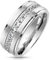 Paula & Fritz® Ring Damen gebürstete Streifen klare Zirkonien 316L Chirurgenstahl Größe 70 (22,3) Silber Verlobungsring Bandring Partnerring Ehering