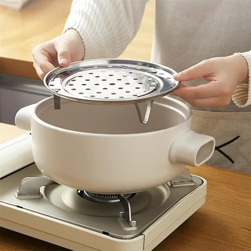 Insert Vapeur En Acier Inoxydable, Plateau de cuisson rond en acier inoxydable pour panier à vapeur multifonctionnel Autocuiseur Support de conserve Jambes amovibles (L: 26cm in diameter)