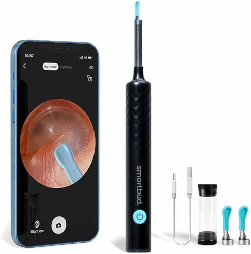 Smartbud Ear Wax Removal Tool with Camera - 1920P Smart Ear Cleaner Earwax Removal Kit - Otoscope with Light (6 LED Lights) Best Ear Camera Ear Scope Endoscope Ear Cleaning Kit Ear Cleaning Camera