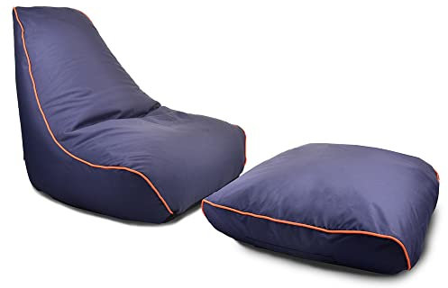 rucomfy Beanbags Kids Video Gaming Bean Bag Chair and Footstool Bundle. Headset Holder. Ergonomic Gamer Beanbag Seat with Matching Foot Stool