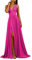 HPPEE Robe de demoiselle d'honneur pour femme - Col en V profond - Grande taille - Robe de fête de mariage avec fente, fuchsia, 42