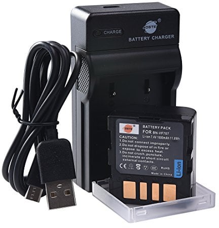 DSTE BN-VF707 Li-Ion Battery and Micro USB Charger Compatible for JVC BN-VF707U GR-D29 GR-D239 GR-D240 GR-D244 GR-D245 GR-D246 GR-D247 GR-D250 GR-D253 GR-D270 GR-D271