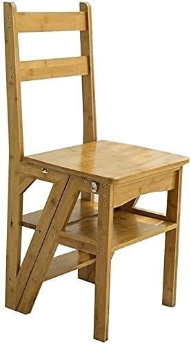 OKUOKA Step Stool Step Ladders Multifunction Household Collapsible Ladder Vintage Creativity Chair Solid Wood Step Ladder Step stool (Color : 2)
